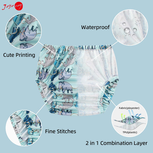 Joyo roy 4Pcs Plastic Underwear for Potty Training, Swim Diaper Covers for Toddlers, Waterproof Rubber Pants