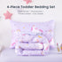 Set 4 Set Wake In Cloud - Toddler Bedding for Girls, Cute Unicorn Rainbow Stars, Pieces Soft Crib Bed Including