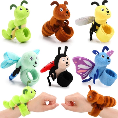 Gemscream 6 Pcs Stuffed Animal Slap Bracelets for Kids, 8 Inch Small Classroom