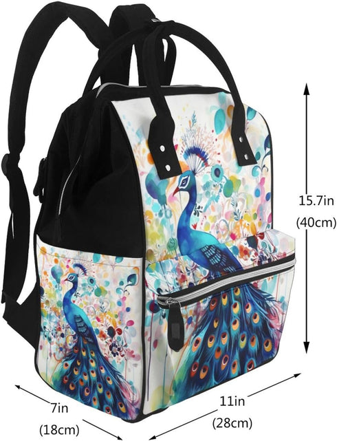 DWVTSLH Backpack Mummy Backpack Color Peacock Diaper Bag Multifunction Nappy Bags Waterproof Large Capacity Travel