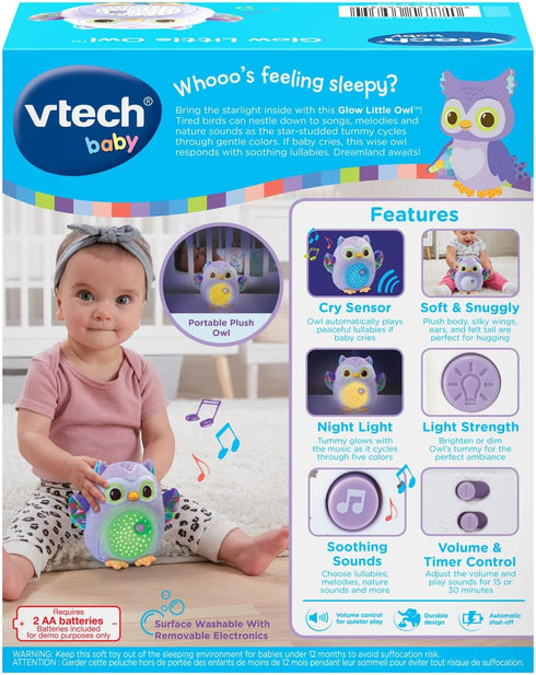 VTech Baby Glow Little Owl Sleep Soother with Cry Detection - Purple