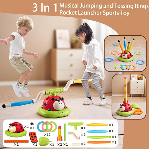 Pobaiyi 3 1 4-8 5-7 8-13 in Musical Jump, Toss Ring Game and Stomping Launch Rocket Launcher for Kids Outdoor Toys