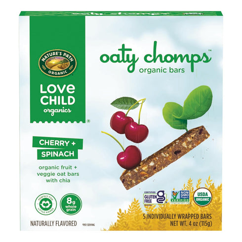Love Child Organics Oaty Chomps Cherry + Spinach Snack Bars, 4 oz