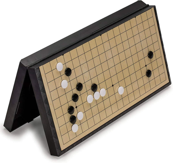 Medium Magnetic Go Chess Set Game: 19x19, 11 Inch Portable with Single Convex Plastic Stones, Classic Strategy Game