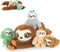 Tezituor Sloth Plush Toy Set of 5, Mommy Sloth Stuffed Animal with 4 Plush Sloth Babies, Gifts for Kids Age 3-9