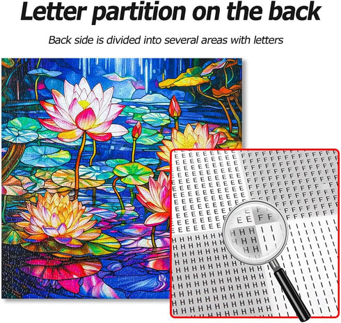Bgraamiens Puzzle-Stained Glass Waterlily, 1000 Pieces Stained Glass Art Puzzle for Adults, Color Challenge Puzzle