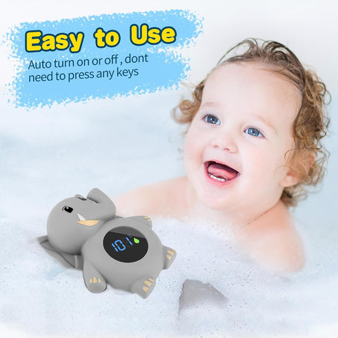 Baby Bath Thermometer with LED Display, Temperature Warning, Kids' Bathroom Safety Toy for Infants