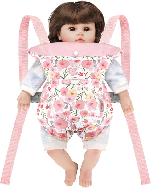 GAGAKU Baby Doll Carrier for Little Girls, Reborn Baby Doll Carrier for Toddlers 1-3 Years Old - Pink Rose of Sharon