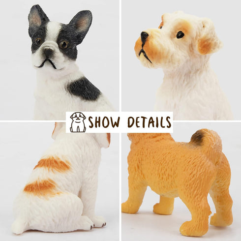 Toymany 12PCS Mini Dog Figurines Toy Set, Realistic Detailed Plastic Puppy Figures, Cake Toppers Gift