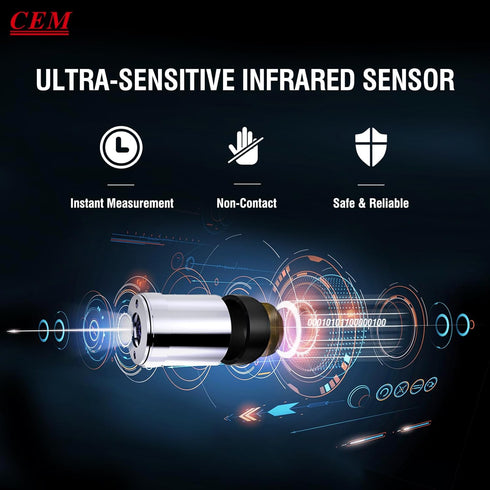 CEM DT-8806 Digital Thermometer for Adults and Kids - No Touch Forehead Thermometer with Fever Alarm and Instant