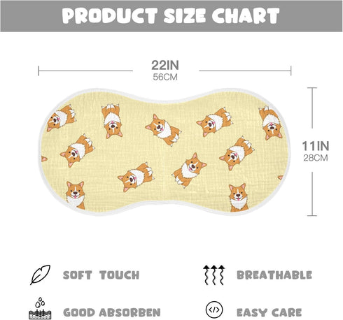 Cute Corgi Dog Pattern Muslin Burp Cloths for Baby 2 Pack Soft 100% Cotton Baby Washcloths Bibs for Boy Girl by YYZZH