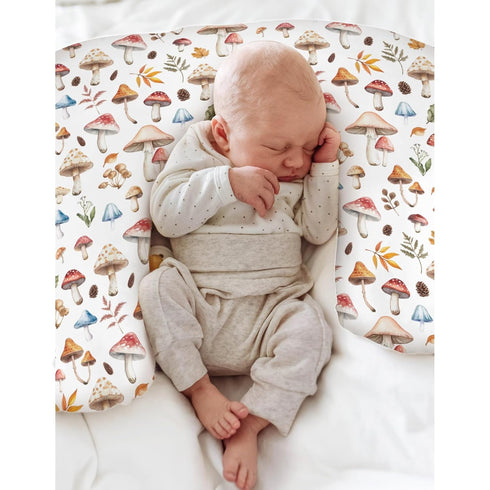 Watercolor Mushrooms Baby Nursing Pillow Covers for Boy Girl Mushrooms Leaves Nursing Slipcovers for Breastfeeding