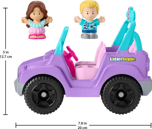 Fisher-Price Little People Barbie Toy Car - Beach Cruiser with Music Sounds and 2 Figures for Pretend Play