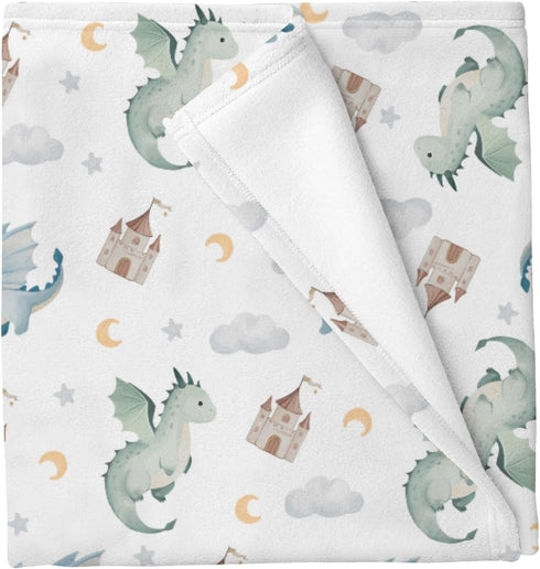Cstdyfrv Cute Baby Dragons Castle Baby Blankets for Boys Girls Watercolor Fairytale Dragon