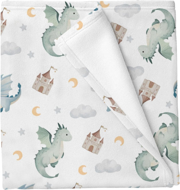Cstdyfrv Cute Baby Dragons Castle Baby Blankets for Boys Girls Watercolor Fairytale Dragon