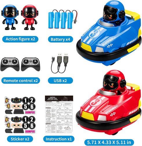 2 Pack Remote Control Bumper Cars Toys for Ages 5-7, RC Cars for Ages 2-4 Toddlers, Birthday Gift for Boys
