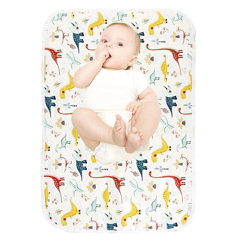 Baby Diaper Changing Pad, 21 5/8" x 31.5" Waterproof Liners 2Pack, Reusable Soft Portable Changing Mat (Dinosaur 2PCS)