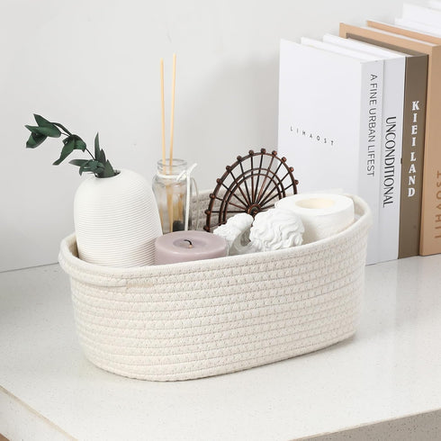 2 Pack Small Woven Basket with Gift Bags, Decorative Gift Chest Box for Nursery, Cotton Rope Storage Basket