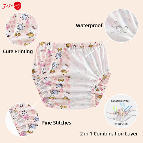 Joyo roy 4Pcs Plastic Diaper Covers for Girls, Potty Training Underwear, Waterproof Training Pants 3T-4T