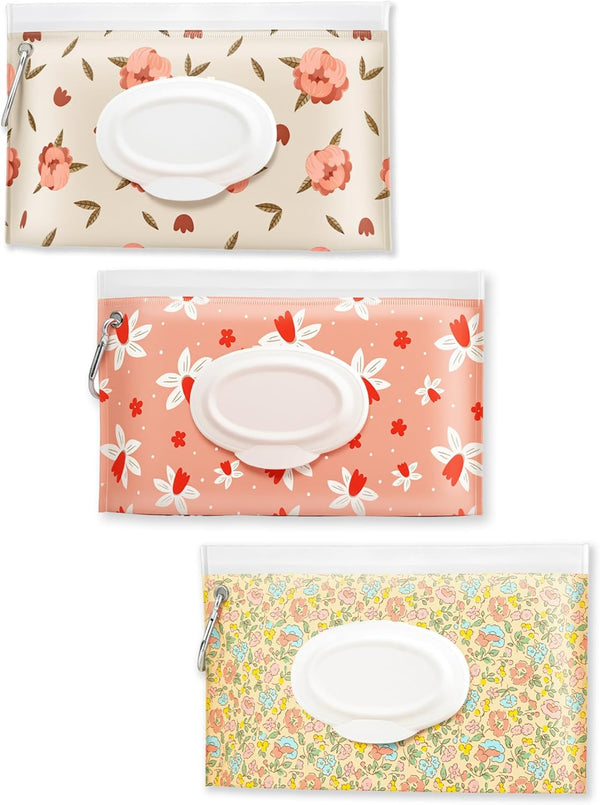 LOYMOK 3 Pack Baby Wipes Dispenser,Portable Refillable Wipe Holder Perfect for Travel and