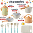 BUYGER Pretend Play Kitchen Accessories Set, Cookware Pots and Pans Cooking Utensils Playset for Kids