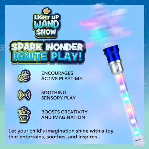 IPIDIPI TOYS Snowflake Wand - Spinning Light Up Magic Wand for Kids, Princess Fairy, Easter Basket Stuffers, Gifts for