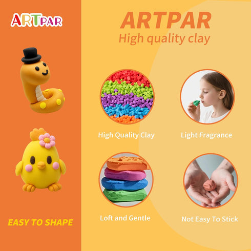 Kids-12 Set,Ultra ARTPAR Air Dry Clay Kit for Animals Modeling Magic Clay,DIY Art Crafts Molding Clay Light & Soft