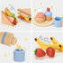 Set 30-Piece 3+ Pillowhale Wooden Play Food for Kids, Pretend Picnic Toy with Sandwiches, Fruits, Cups, Plates