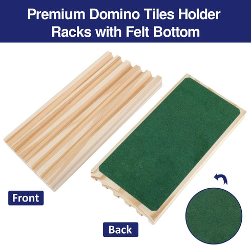 Set 8 GOTHINK Wooden Domino Racks of Trays with Felt Bottom for Mexican Train Dominoes Games, Non-Slip Domino Tiles