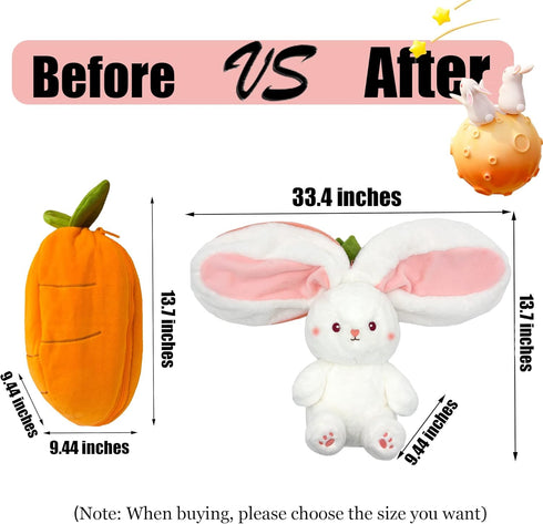 13.80 inches) YOUBLEK Bunny Stuffed Animal,Carrot Reversible Cuddle Bunny Plush Doll with Zipper Cute Soft Rabbit Toys
