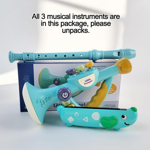 Generic Set 2 3 4 5 Toddler Musical Instruments Toy, Trumpet, Harmonica, Recorder Flute for Kids Baby, Musical Toys