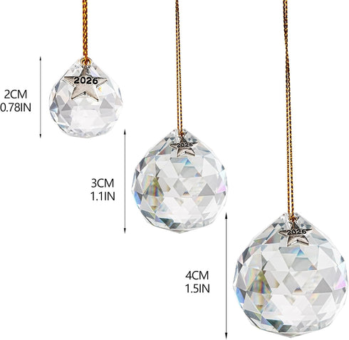 13pcs 2026 (20mm/30mm/40mm) Clear Crystal Ball Hanging Ornaments for Window Chandelier Parts Hanging Prisms