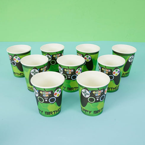 WERNNSAI Video Game Party Tableware Set - Gaming Supplies for Boys Birthday, Serves 16 Guests, 64 PCS