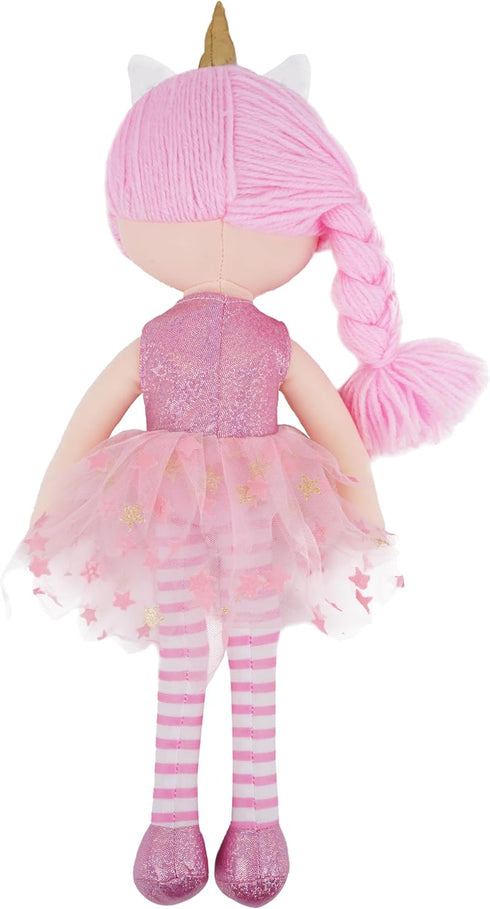 16" 2+ June Garden Unicorn Doll Anya - Pink Hair Plush Rag Doll for Toddler Girls - Soft Companion Gift for Years