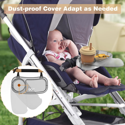 Upgraded Universal Stroller Snack Tray, Cup Holder Stroller Tray with Silicone Flexible Arms Grip, Stroller Tray