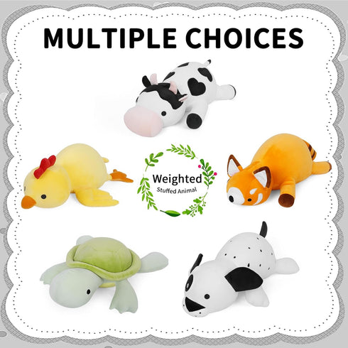 24" 4.2lb FLORVIV Weighted Cow Stuffed Animals Weighted Plush Toy Cute Cow Hugging Dolls Plushies Pillows for Boys