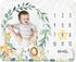 Baby Monthly Milestone Blanket Boy - Personalized Jungle Animals Newborn Month Blanket, 51''x40'' Nursery Decor