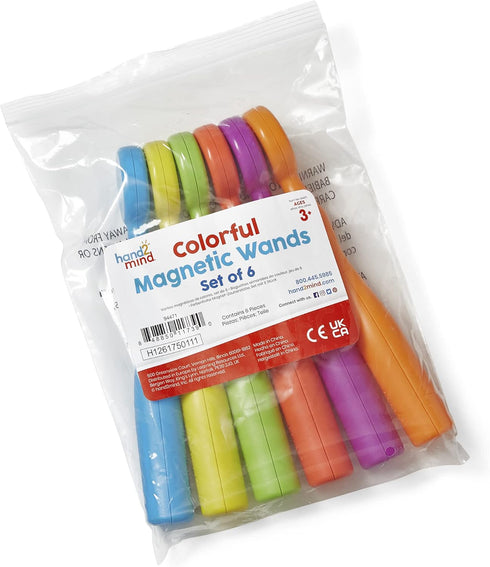 hand2mind (Set 6) Magnetic Wands for Kids, Magnet Wands, Magnets for Kids Science, Magnets for Teaching, Preschool