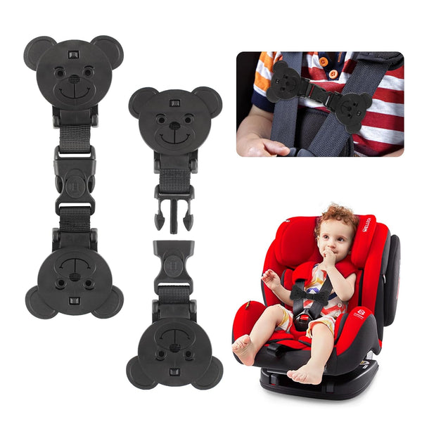 Car Seat Strap Anti Escape, Bear-Shaped Baby Harness Chest Clip, Prevent Kids from Taking Arms Out of Car Seat (2 Pack)