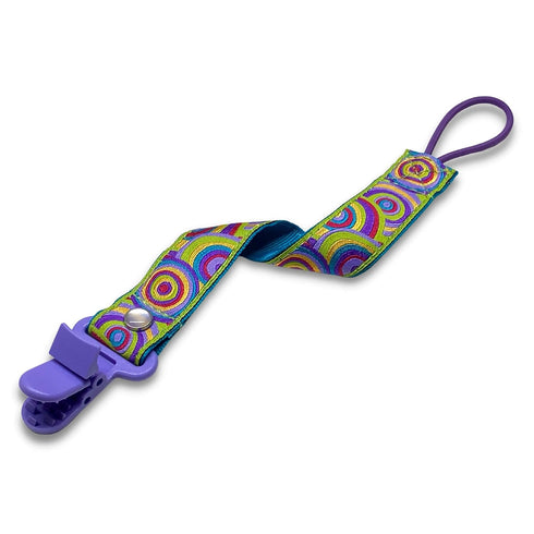 JaxBaby | Vibrant Targets Handmade Pacifier Strap with Clip | Woven Jacquard Paci Holder Cute Multicolor Baby Soothies