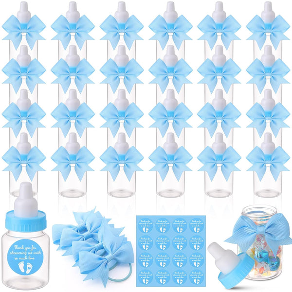 Teenyyou 48 Sets 3.5 Inch Blue Mini Baby Bottles for Baby Shower