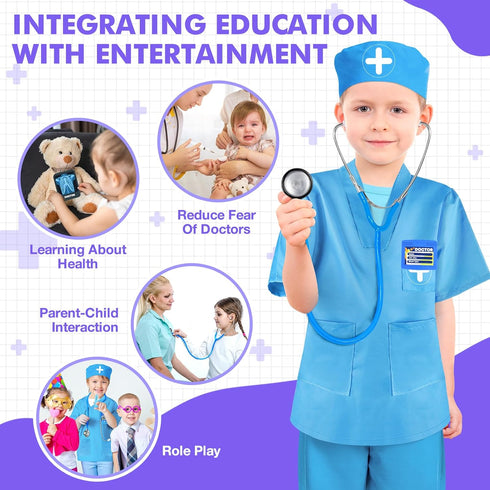 IVENRXIU 17 Set 3-5, Doctor Kit for Kids, Pcs Medical Play with Bag and Dress Up Costume for Toddlers Pretend Play Toys