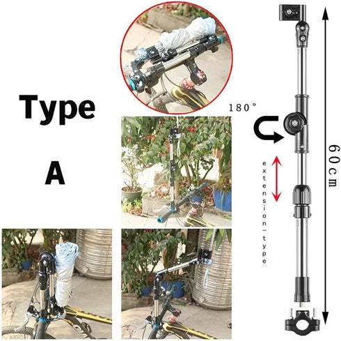Yiodauh 2 Bike Umbrella Stand Pcs Adjustable Mount Stand Folding Umbrella Bracket Stretch Parasol Holder Wheelchair