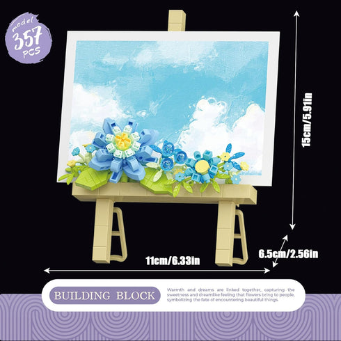 Vilbocr SetBlock 357Pcs) Mini Flower Building Bouquet Easel for Desk Decorations and Message Stickers.Flower Building