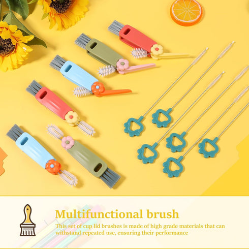 YLMFTNU 12Pcs 3 1 in Cup Lid Gap Cleaning Brush, Long Water Bottle Straw Cleaner Brush, Crevice Cleaning Brush Tools