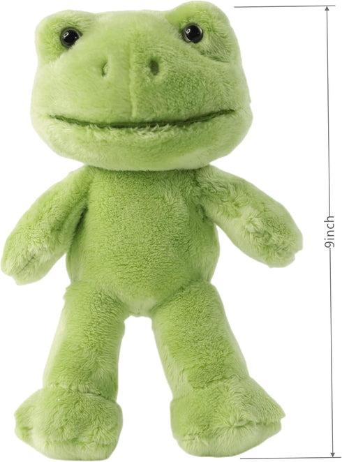 9-Inch Cute Frog Plush , Soft Stuffed Animal Plush Toy , Kawaii Doll , Green Plushie with Cloths Toy Gift for Kids Children (Baby Jumpsuit)