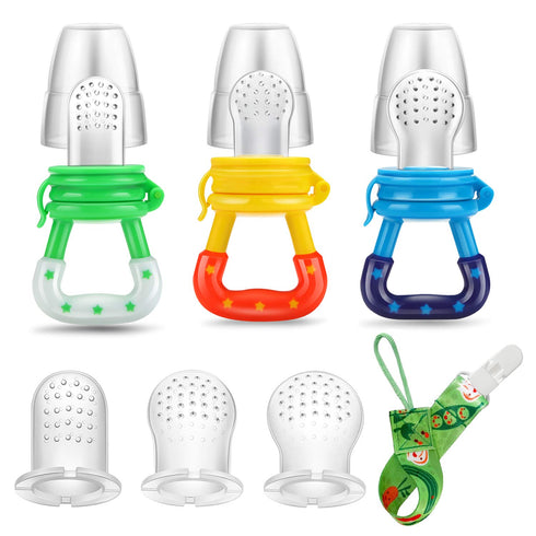 PandaEar Baby Fresh Fruit Food Feeder Pacifier, 3 Pack, Training Massaging Toy Teether for Infants