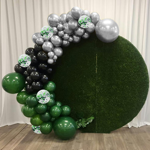Green Black Balloons, Dark Green Black Silver Confetti Balloons, 35 Pcs 12 Inch for Birthday Party Decorations