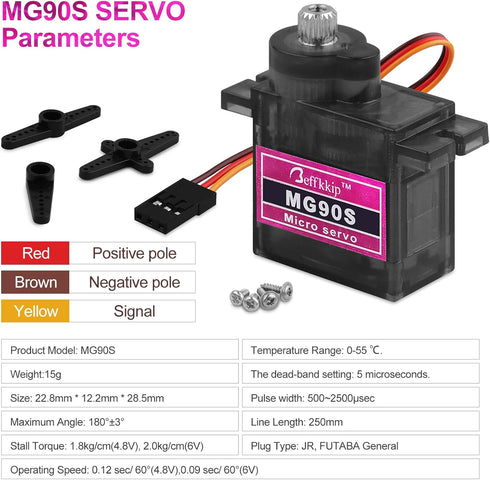 MG90S 9g Micro Metal Gear Servo Motor for Robot Car Plane RC Helicopter Arduino