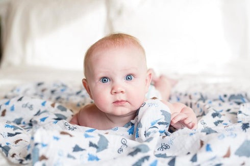 lulujo Baby 100% Cotton Muslin Swaddle Blanket, 47 x 47-Inches, Mountain Top Design